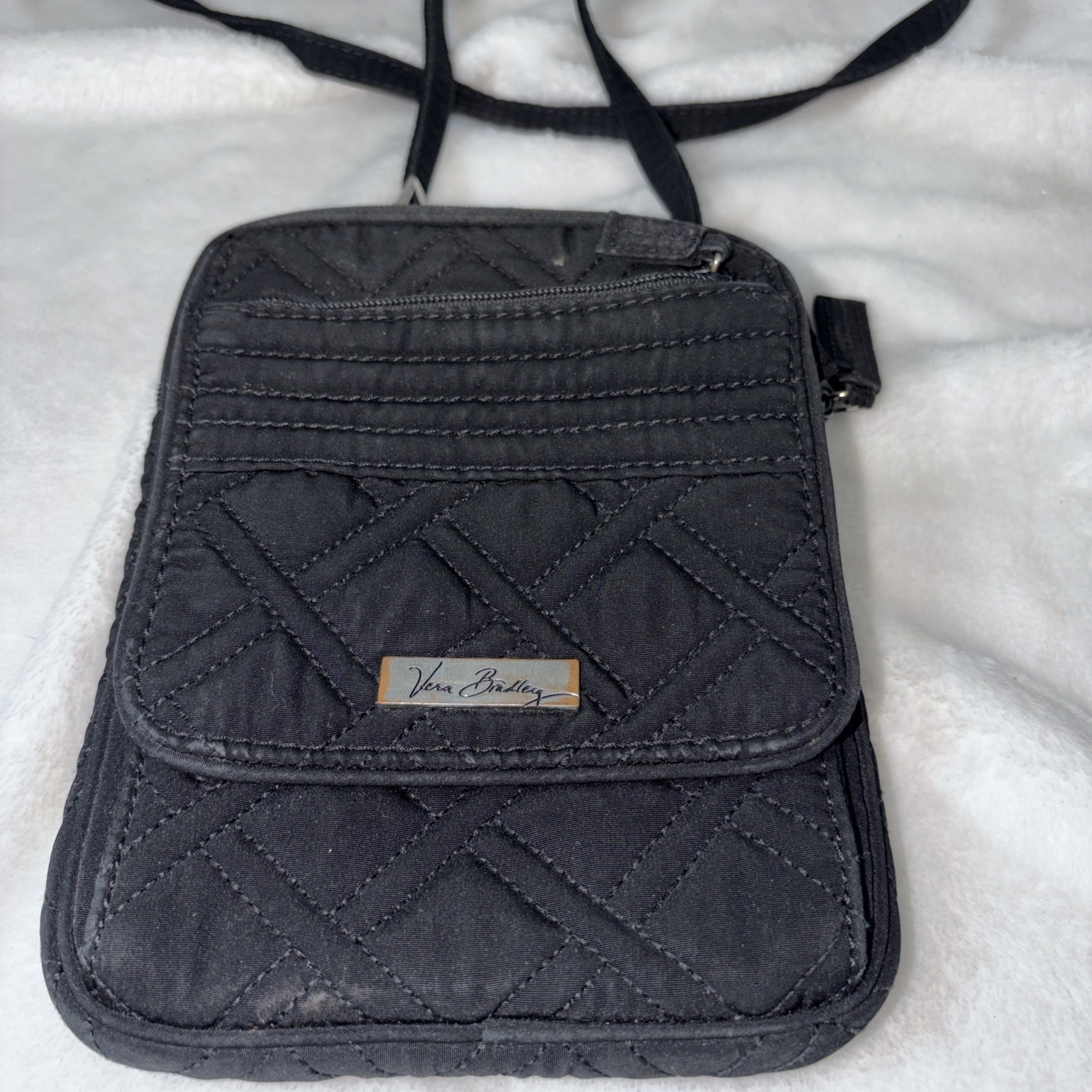Vera Bradley Black Crossbody Quilted Purse Mini Hipster Slim Classic
